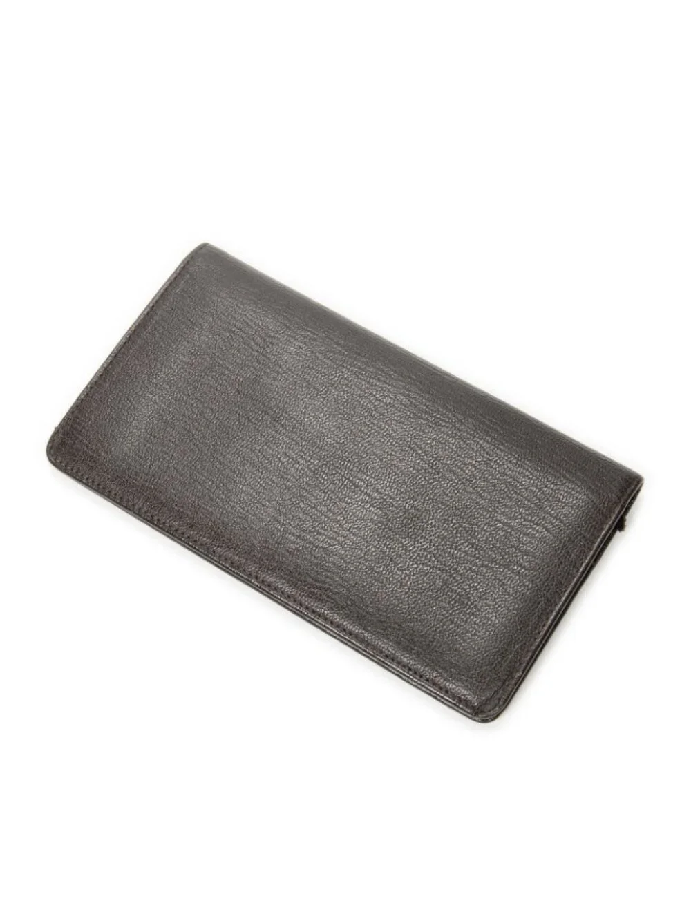 Chanel CC Long Bifold Wallet Dark Brown Deerskin Leatherab